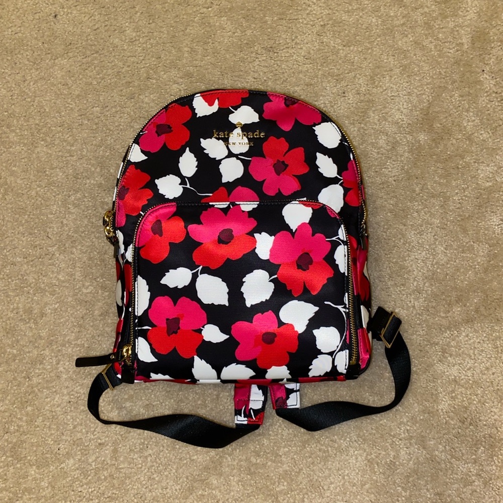 Kate Spade Floral Print Black Backpack Bag